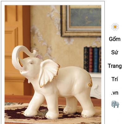 Bộ tượng voi thủ công viền vàng - sản phẩm quà tặng, trang trí nhà cửa sang trọng